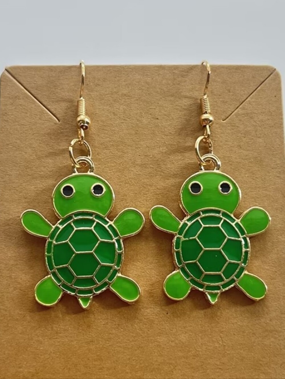 Green Turtle  Drop Earrings
